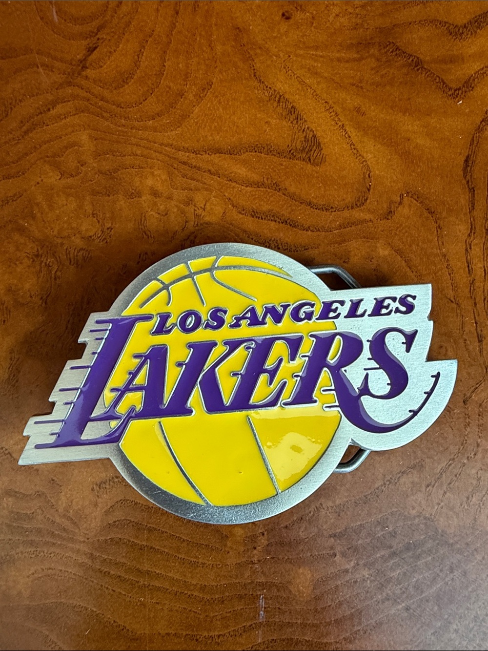 Los Angeles Lakers Metal Belt Buckle - Yellow & Purple